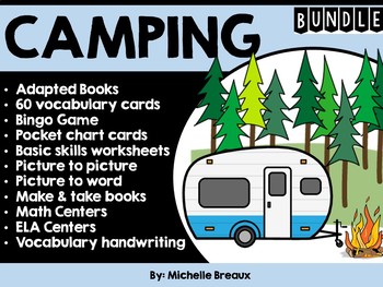 Preview of CAMPING BUNDLE--adapted books & activities for a camping theme (SPED Autism)