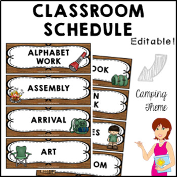CAMPING Classroom Decor Class Schedule by Tech Teacher Pto3 | TPT
