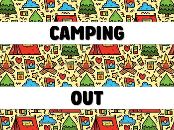 Preview of CAMPING OUT WITH A GOOD BOOK! Camping Bulletin Board Decor Kit