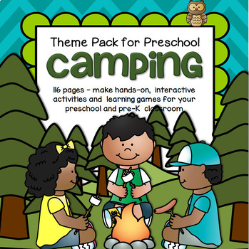 Preview of CAMPING Math and Literacy Centers and Activities Pack for Preschool - 116 pages