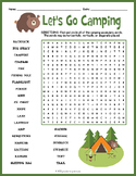 CAMPING THEME DAY Word Search Puzzle Worksheet Activity