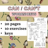 CAN or CAN'T modals worksheets ESL EFL English printable g
