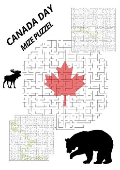 Preview of CANADA DAY MEZE PUZZELS Hard  Word Search Puzzle Middle School Fun Activit