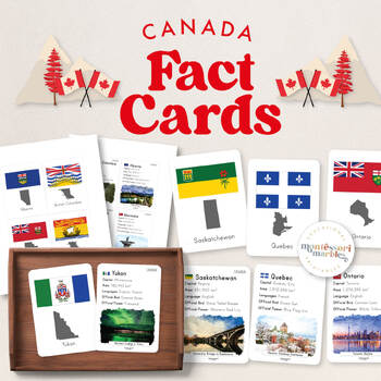 Preview of CANADA Fact Cards | Montessori Inspired Elementary Printable | Info Flash Cards