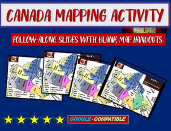 Preview of CANADA Map Activity - follow-along PowerPoint with blank map handouts