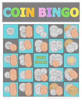 Money Math - CANADIAN Adding Coins Bingo Cards - 30 Unique Cards!
