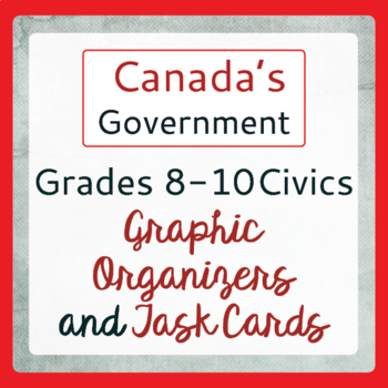 Preview of CANADIAN HIGH SCHOOL CIVICS Graphic Organizers, Task Cards PRINT and EASEL