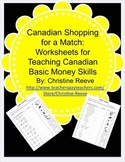CANADIAN Money Skill Worksheets: Shopping for a Match {Spe