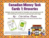 CANADIAN Money Task Cards 1--Groceries (Special Education-