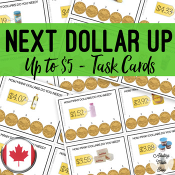 Preview of CANADIAN Next Dollar Up {UP TO $5} Task Cards