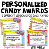 PERSONALIZED CANDY BAR END OF THE YEAR AWARDS 2 OPTIONS FO