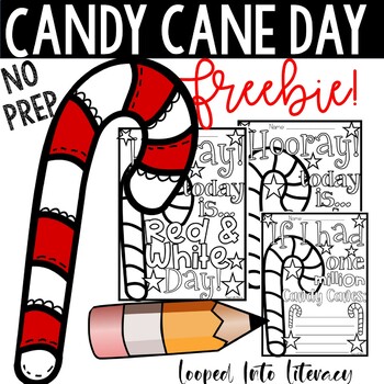 Preview of CANDY CANE DAY RED AND WHITE DAY FREEBIE 2023 WRITING  COLORING PAGE CHRISTMAS