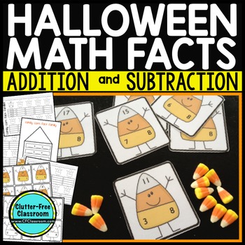 Preview of Addition Flash Cards - Subtraction Flash Cards - Fact Families - CANDY CORN