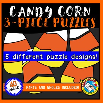 Preview of HALLOWEEN CLIPART OCTOBER CANDY CORN 3 PIECE PUZZLES TEMPLATES PARTS AND WHOLES