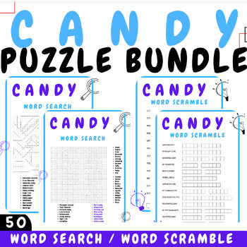 CANDY WORD SEARCH/SCRAMBLE BUNDLE WORKSHEETS ACTIVITIES | TPT