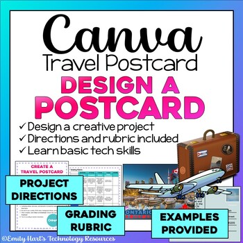 Preview of CANVA: Design a Travel Postcard - Create a Vacation Picture Postcard in Canva