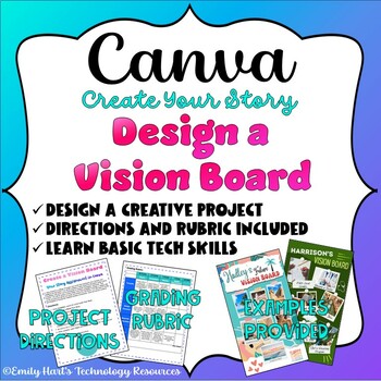 Preview of CANVA: Design a Vision Board Assignment - Create a Your Story Social Media Post