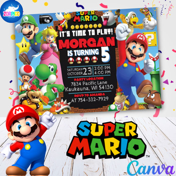 CANVA: Super Mario Birthday Invitation by ZORPICO | TPT