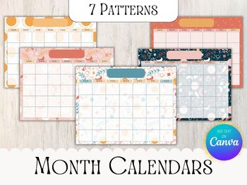 Preview of CANVA TEMPLATE: Celestial Constellation Month Calendars, Sunny Personal Calendar