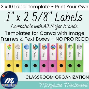Preview of CANVA Template Avery 5160 8160 Image Text Frames Commercial Use OK No Pro Reqd