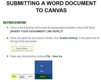 Preview of CANVAS Assignment Submission Instructions for Word, PDFs, and Google Docs