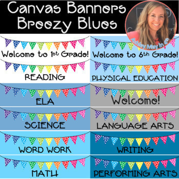 Preview of Canvas LMS Breezy Blues Headers and Banners Growing Bundle