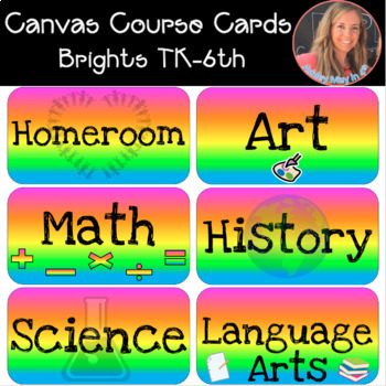 Preview of CANVAS LMS Bright Course Cards TK through 6th