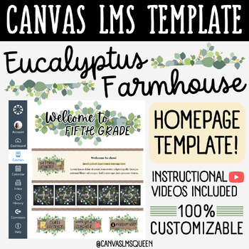 Preview of Canvas LMS Template - HOMEPAGE, BUTTONS & BANNERS - Eucalyptus - 100% Editable