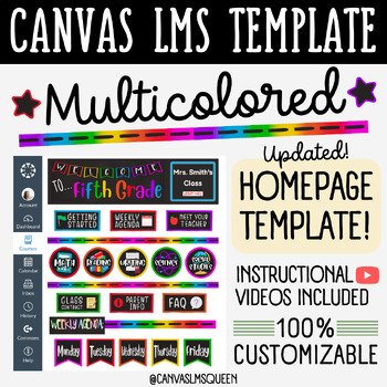 Preview of Canvas LMS Template - HOMEPAGE, BUTTONS & BANNERS - Multicolored - 100% Editable
