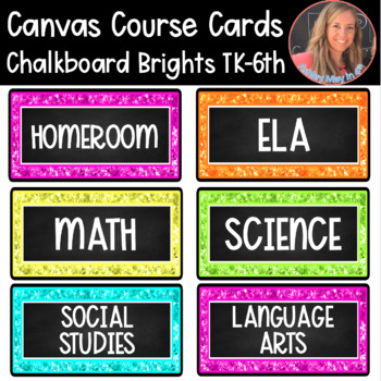Preview of CANVAS LMS Chalkboard Brights Course Cards