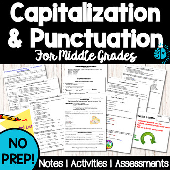 Preview of CAPITALIZATION TYPES OF SENTENCES AND END PUNCTUATION UNIT Notes Practice Tests