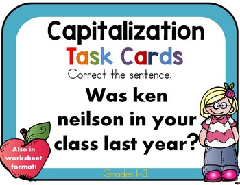 Preview of Capitalization Task Cards