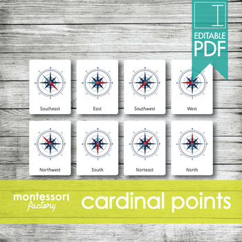 Preview of CARDINAL POINTS • Montessori Cards • Flash Cards • Three Part Cards