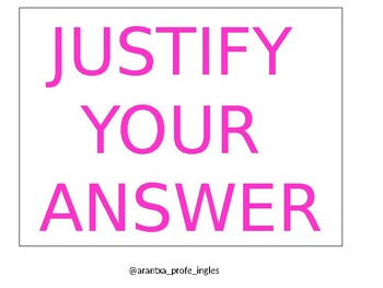 Preview of CARDS/POSTERS TO "JUSTIFY YOUR ANSWER"