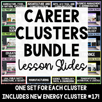 Preview of CAREER CLUSTERS LESSON SLIDES BUNDLE - INCLUDES CLUSTER 17TH ENERGY CLUSTER!
