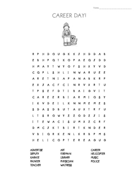 Preview of CAREER DAY WORD SEARCH! - FREEBIE!!