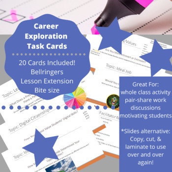 Preview of CAREER EXPLORATION | 20 Digital Bellringers | Online Ready! | Customizable