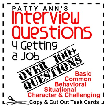 Preview of CAREER JOB Interview Questions - 100 Behavioral Character Scenarios Quiz Cards