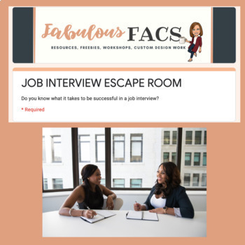 Preview of CAREER READINESS:  JOB INTERVIEW ESCAPE ROOM