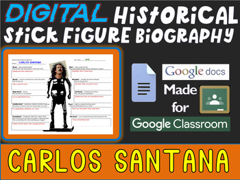 Preview of CARLOS SANTANA Digital Historical Stick Figure Biography (MINI BIOS)