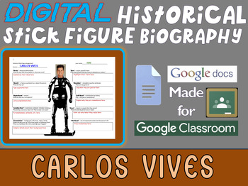 Preview of CARLOS VIVES Digital Historical Stick Figure Biographies  (MINI BIO)