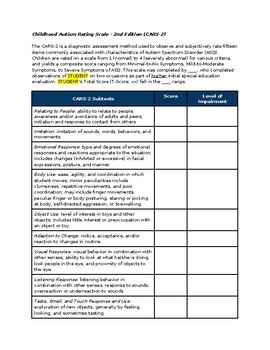 Preview of CARS-2 Template (Childhood Autism Rating Scale)