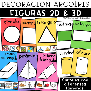 CARTELES DECORACIÓN (SALÓN DE CLASES) ARCOÍRIS FIGURAS 2D & 3D - SHAPES ...