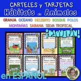 Bundle! CARTELES y TARJETAS (8) Hábitats de Animales en ES