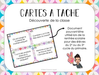 Cartes A Tache Decouverte De La Classe Rentree Scolaire By Marydotcom