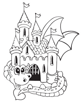 Dragon Castle Fuzzy Coloring Poster - For Kids and Adults - Stuff2Color