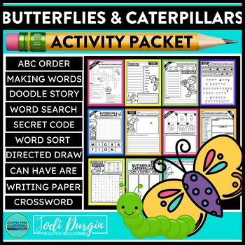 Preview of CATERPILLARS ACTIVITY PACKET BUTTERFLIES word search early finisher activities