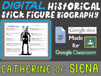 Preview of CATHERINE OF SIENA Digital Historical Stick Figure Biographies  (MINI BIO)