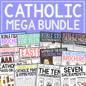 Preview of CATHOLIC MEGA BUNDLE | Coloring Pages, Posters, Worksheets, & Bulletin Boards