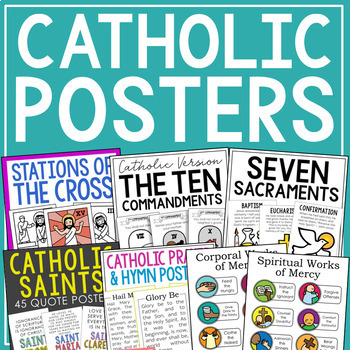 Preview of CATHOLIC POSTER BUNDLE | Catholic Coloring Pages and Posters Activities 